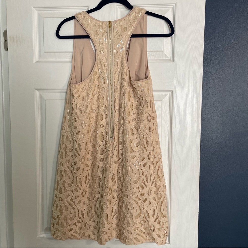 Ali Ro Gold Lace Designer Racer Back Dress - Picture 2 of 10